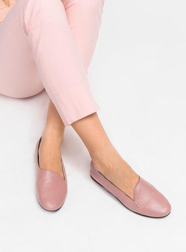 נעלי בלרינה עור  -  ויולט