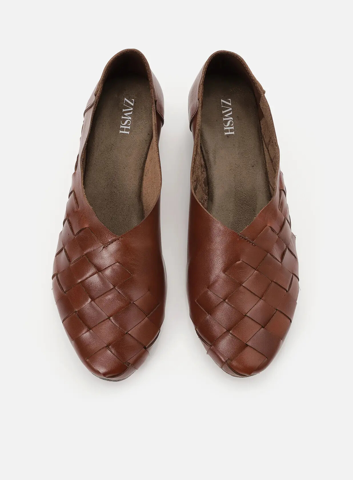 נעלי סירה מעור קלוע - Ambre